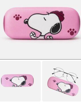 New Snoopy Glasses Case Friend Pink Wine Hard Protector Sunglasses Storage